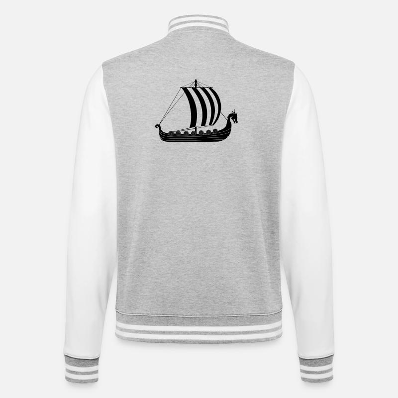 Wikinger-Drachenschiff - College-Sweatjacke - Grau meliert/Weiß