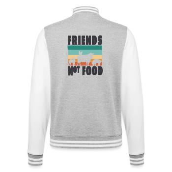Tierschutz Veganer Vegetarisch Friends not Food - College-Sweatjacke - Grau meliert/Weiß - Hinten - Marisol (170cm)