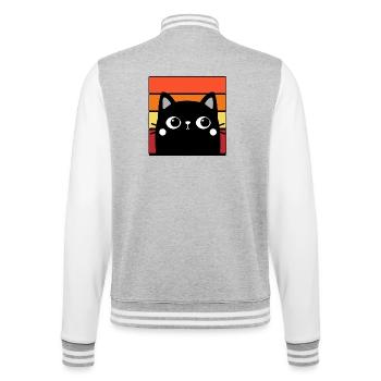 Chat et fond coloré - Veste Teddy - gris chiné / blanc - Dos - Marisol (170cm)