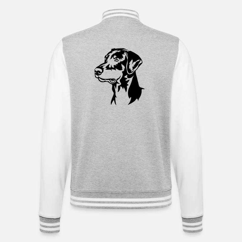 Doberman Head - College Sweat Jacket - heather grey/white