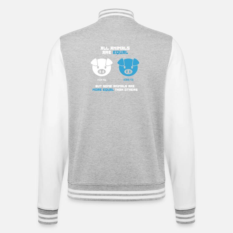 Futterschwein, Eichelschwein (dunkel) - College-Sweatjacke - Grau meliert/Weiß