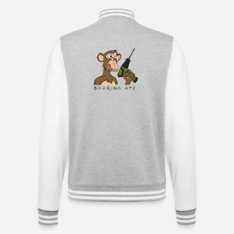 BOHRING APE - College-Sweatjacke - Grau meliert/Weiß