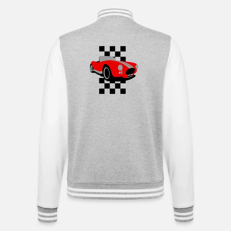 Roadster classique rouge Shelby Cobra - Veste Teddy - gris chiné / blanc