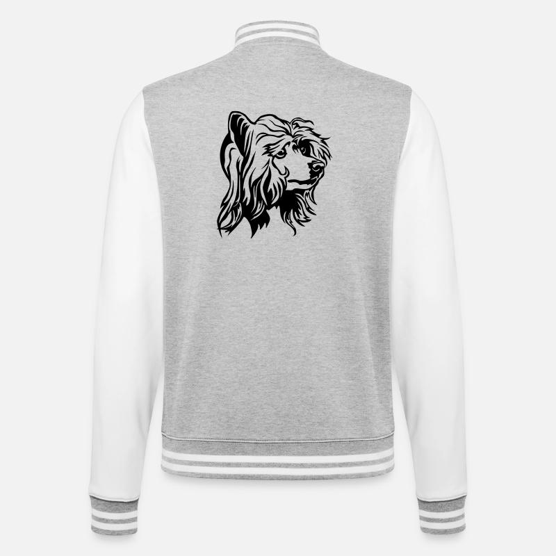 Chinesischer Schopfhund Kopf - College-Sweatjacke - Grau meliert/Weiß