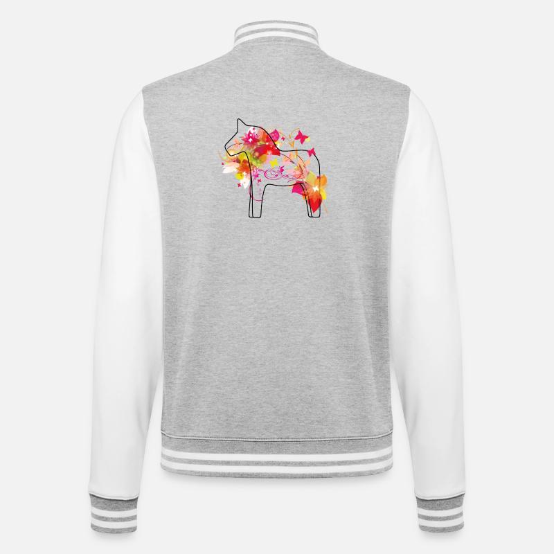 Dala Pferd Bunt - College-Sweatjacke - Grau meliert/Weiß