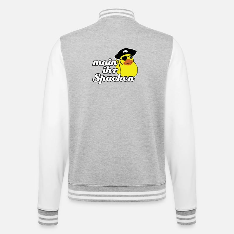 moin ihr spacken - College-Sweatjacke - Grau meliert/Weiß