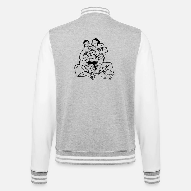 Jiujitsu Halsklemme - College-Sweatjacke - Grau meliert/Weiß
