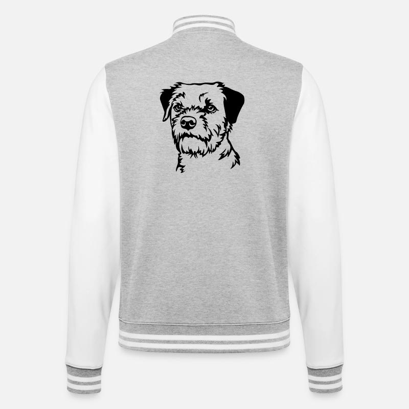 Border Terrier Head - College Sweat Jacket - heather grey/white