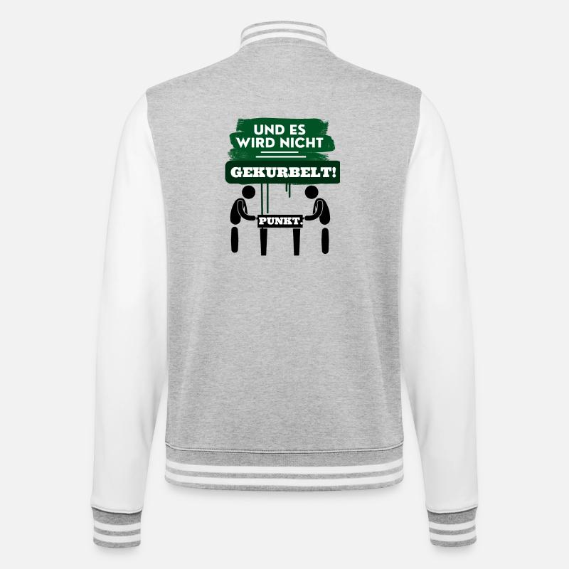 Und es wird nicht gekurbelt Punkt - College-Sweatjacke - Grau meliert/Weiß
