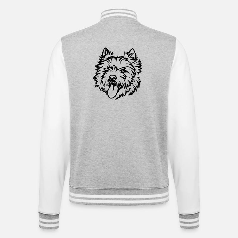 Cairn Terrier Head - College Sweat Jacket - heather grey/white