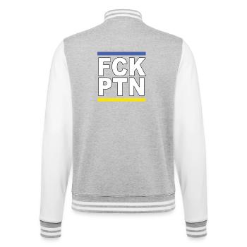 FCK PTN - College Sweat Jacket - heather grey/white - Back - Marisol (170cm)