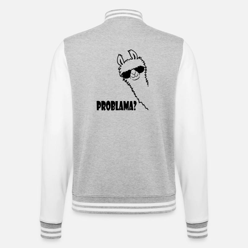 Lama Problama Frage - College-Sweatjacke - Grau meliert/Weiß