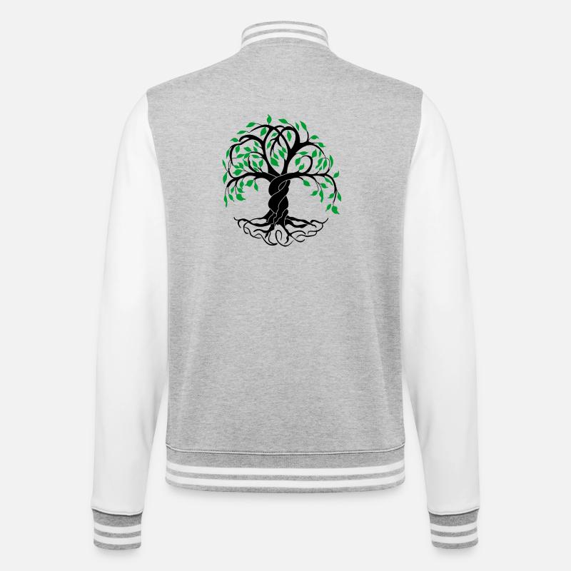 Yggdrasil der Baum des Lebens - College-Sweatjacke - Grau meliert/Weiß