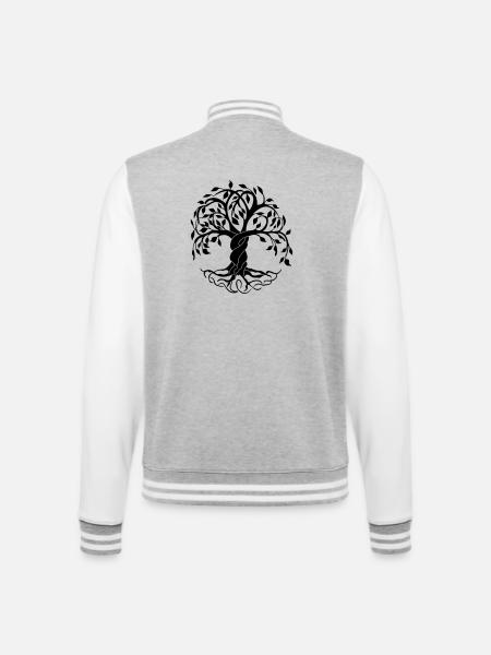 Yggdrasil the tree of life - College Sweat Jacket - heather grey/white
