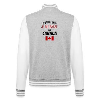 J'men fous je me barre au canada - Veste Teddy - gris chiné / blanc - Dos - Marisol (170cm)