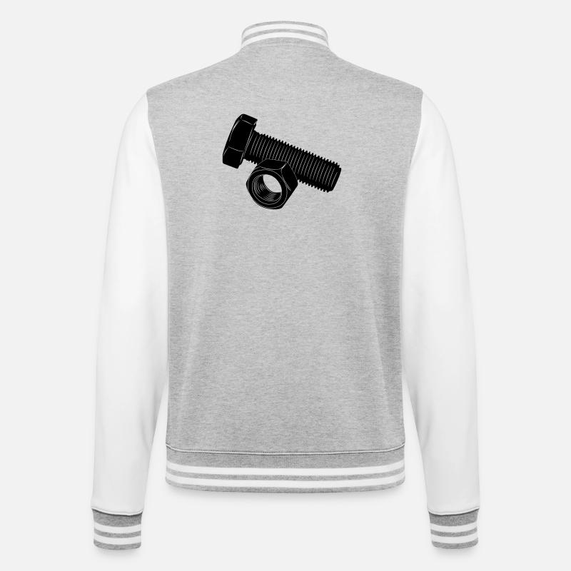 Schraube und Mutter - College-Sweatjacke - Grau meliert/Weiß