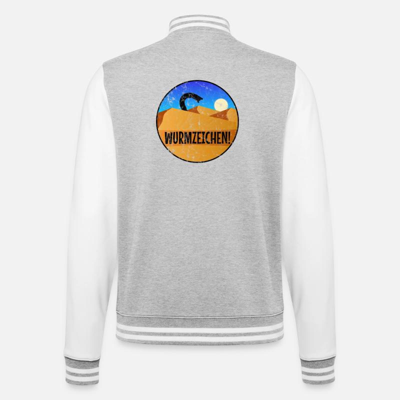 Wurmzeichen washed - College-Sweatjacke - Grau meliert/Weiß
