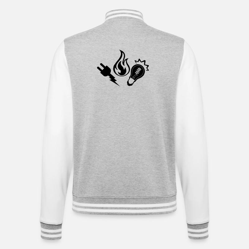 Elektro- und Heizungslogo - College-Sweatjacke - Grau meliert/Weiß