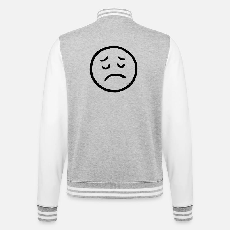 Sad face with thoughtful look - College Sweat Jacket - heather grey/white