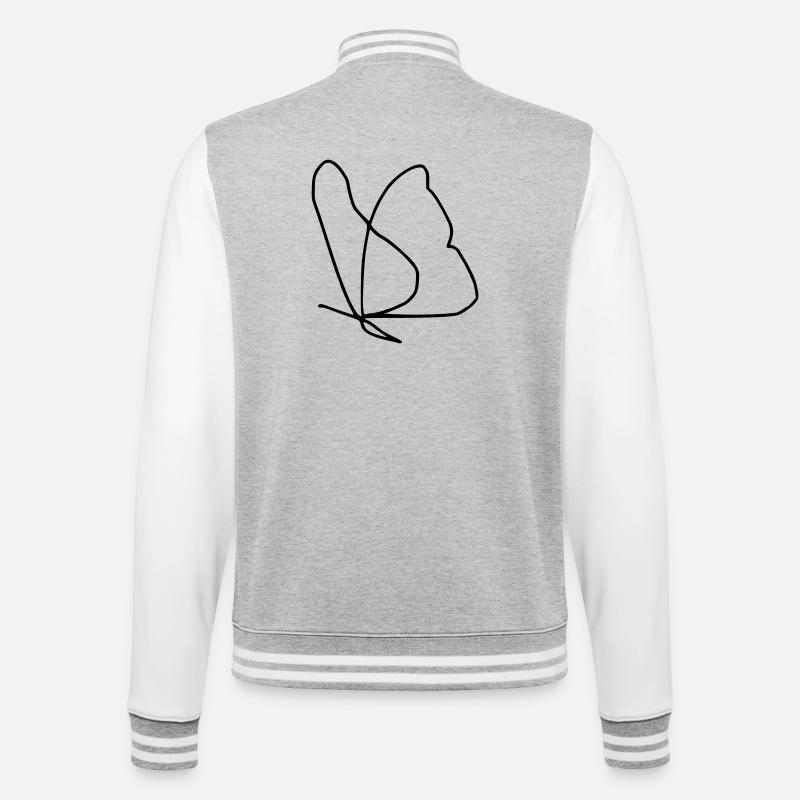 Schmetterling - College-Sweatjacke - Grau meliert/Weiß