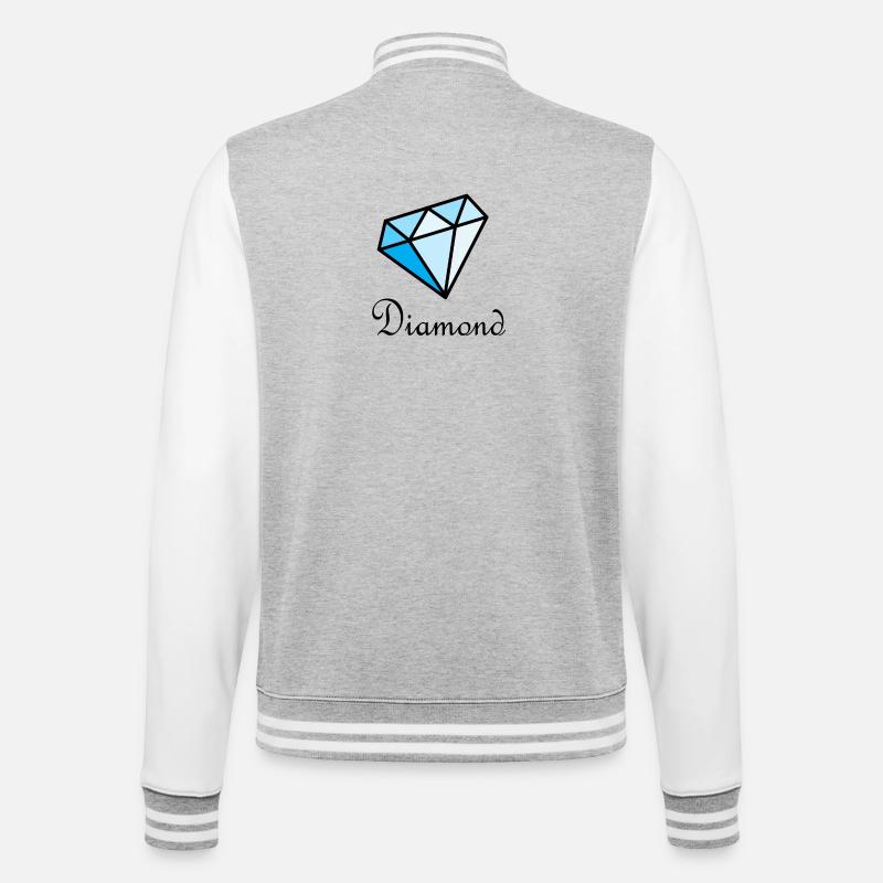 Blauer Geometrischer Diamant - College-Sweatjacke - Grau meliert/Weiß