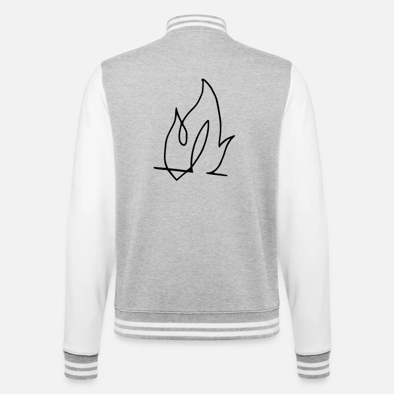 Flamme, Feuer !!! - College-Sweatjacke - Grau meliert/Weiß