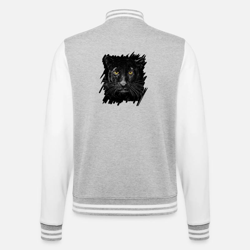 Schwarzer Panther - College-Sweatjacke - Grau meliert/Weiß