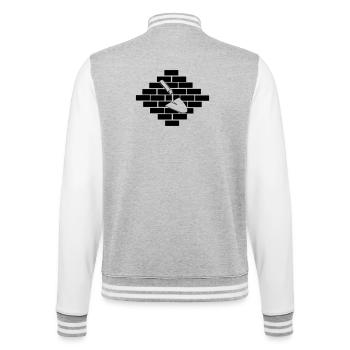 Briques de maçonnerie maçonnique avec logo de truelle - Veste Teddy - gris chiné / blanc - Dos - Marisol (170cm)
