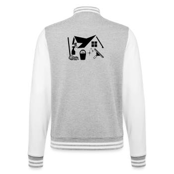 Reiniger Fensterreiniger Logo für Firmenkleidung - College-Sweatjacke - Grau meliert/Weiß - Hinten - Marisol (170cm)