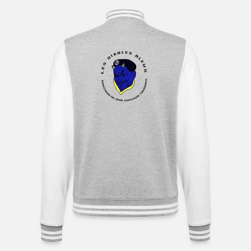 Devises Chasseurs Diables Bleus - Armée Française - Veste Teddy - gris chiné / blanc