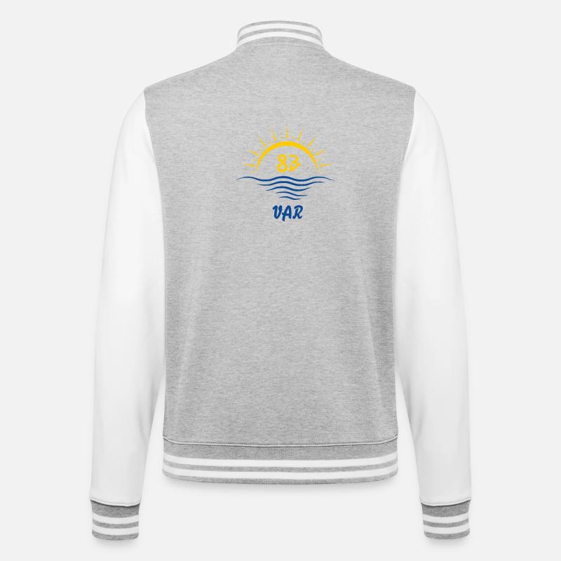 Var - College-Sweatjacke - Grau meliert/Weiß