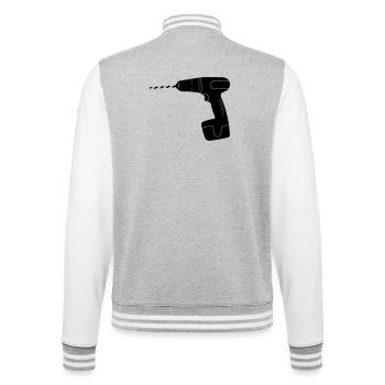 Logo de perceuse à outils - Veste Teddy - gris chiné / blanc - Dos - Marisol (170cm)