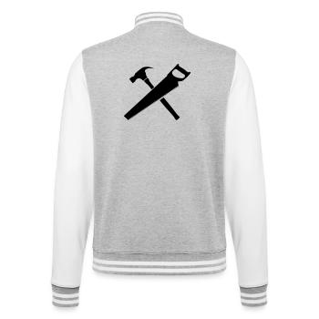 Tools carpenter hammer and saw - College Sweat Jacket - heather grey/white - Back - Marisol (170cm)