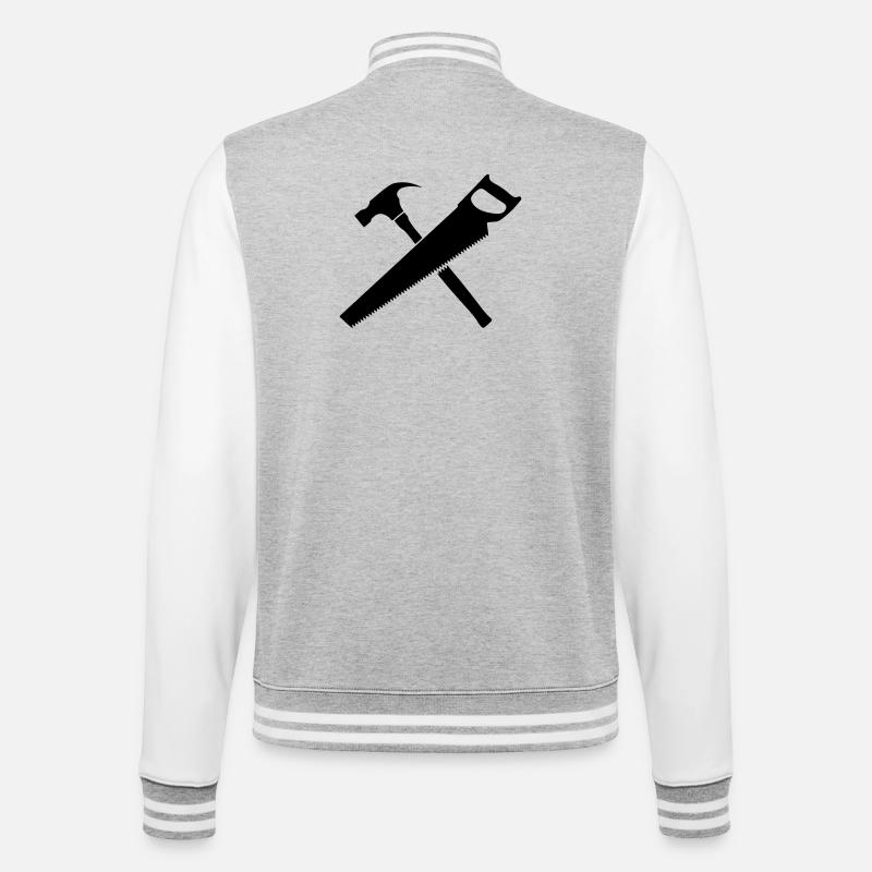 Tools carpenter hammer and saw - College Sweat Jacket - heather grey/white