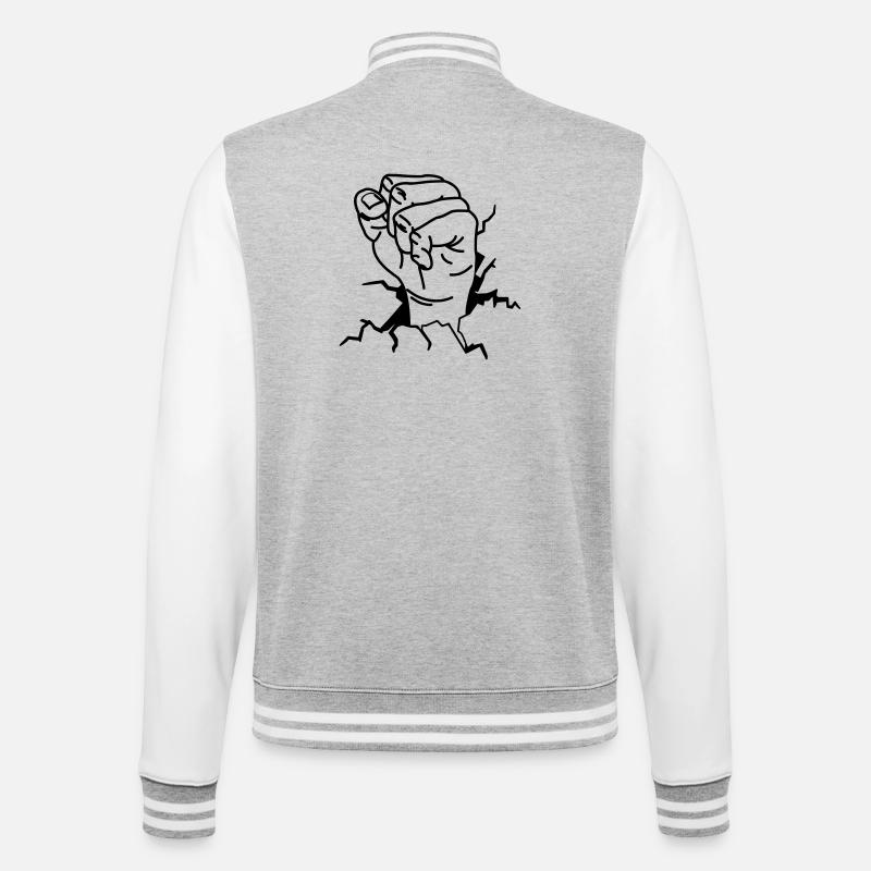FAUST - College-Sweatjacke - Grau meliert/Weiß