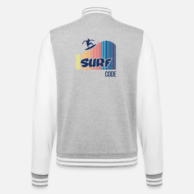 Surfcode - College-Sweatjacke - Grau meliert/Weiß