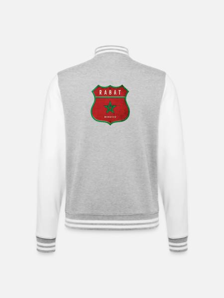 Rabat Morocco Coat of Arms Flags Design - College Sweat Jacket - heather grey/white
