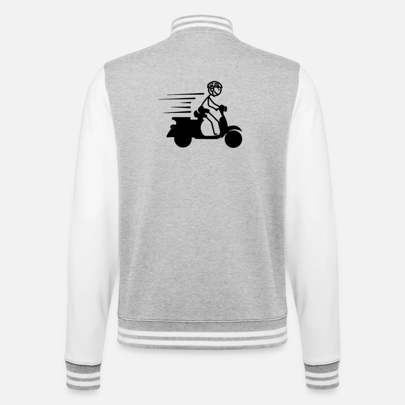 Roller mit Jungen-Strichmännchen - College-Sweatjacke - Grau meliert/Weiß