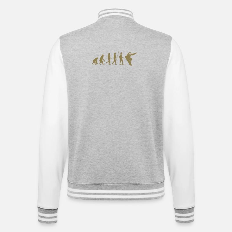 Snowboarder Evolution Gift Idea - College Sweat Jacket - heather grey/white