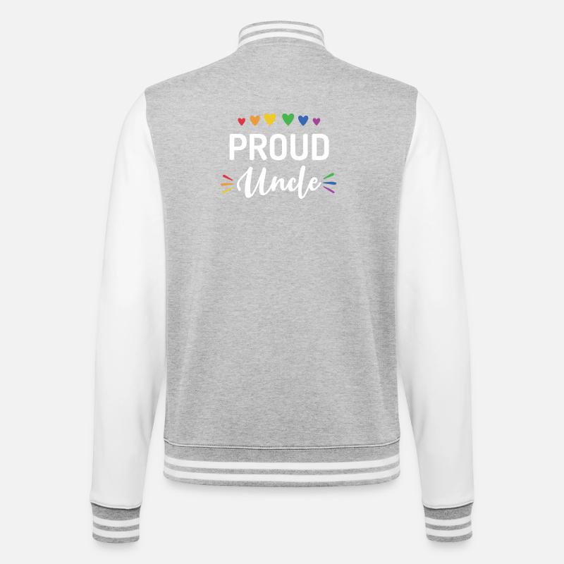Stolzer Onkel - College-Sweatjacke - Grau meliert/Weiß