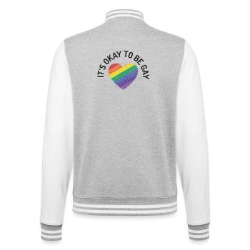 Es ist in Ordnung, schwul zu sein - College-Sweatjacke - Grau meliert/Weiß - Hinten - Marisol (170cm)