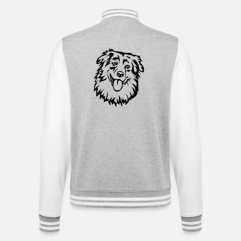 Tête de berger australien - Veste Teddy - gris chiné / blanc