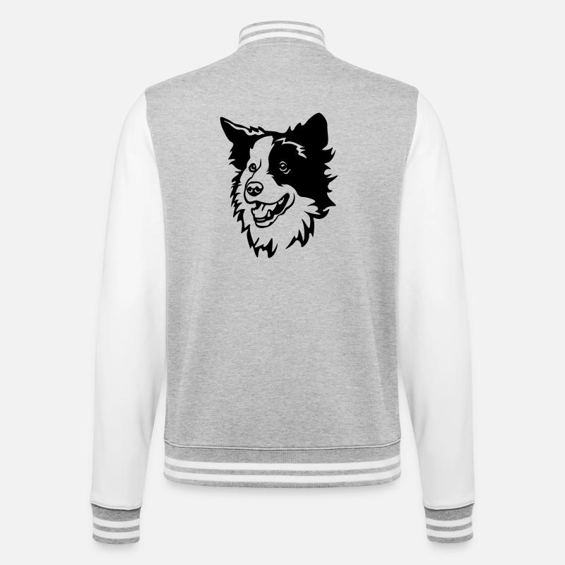 Border Collie Head - College Sweat Jacket - heather grey/white