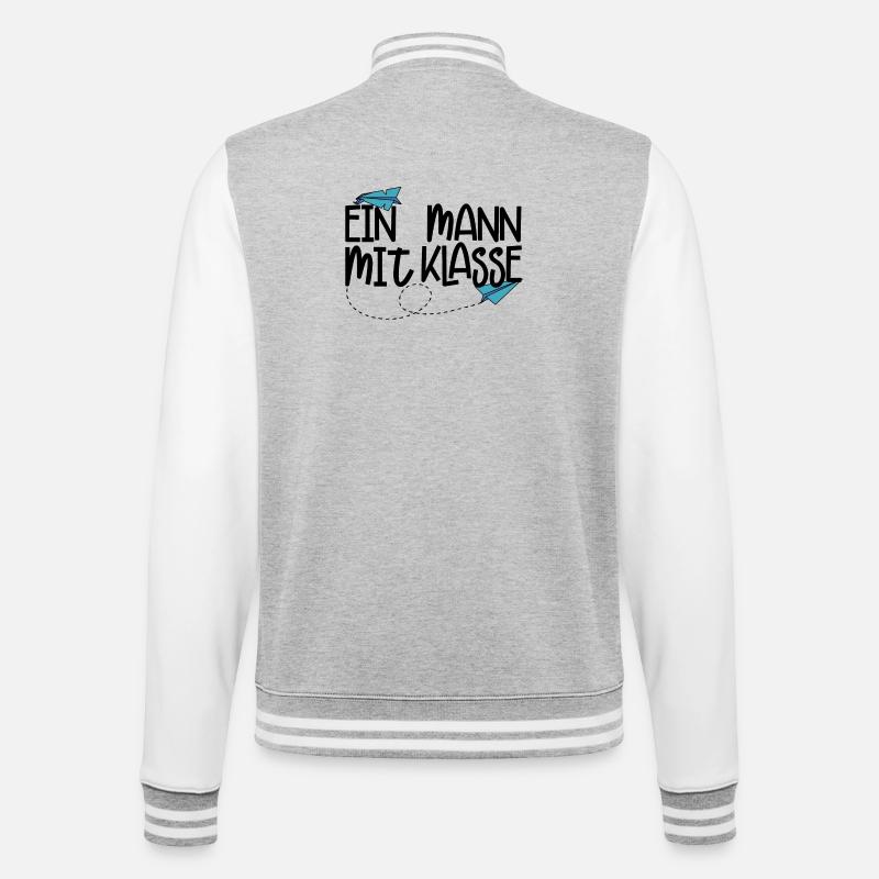 Ein Mann mit Klasse - (schwarz) - College-Sweatjacke - Grau meliert/Weiß
