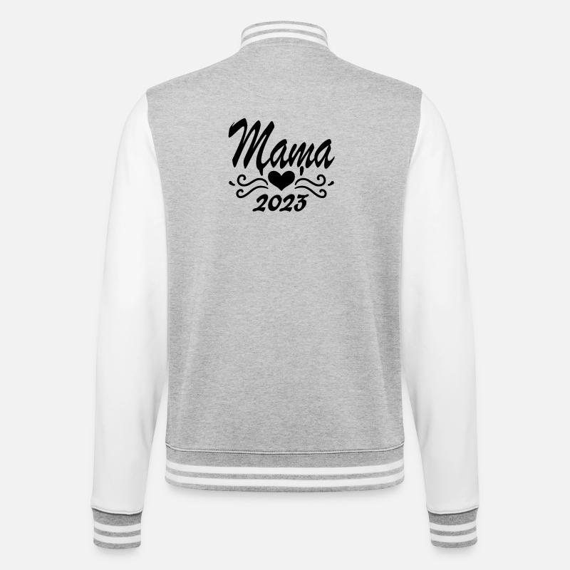 Mama 2023 Mutter - College-Sweatjacke - Grau meliert/Weiß
