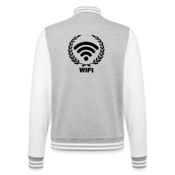 Wifi en couronne de laurier - Veste Teddy - gris chiné / blanc - Dos - Marisol (170cm)
