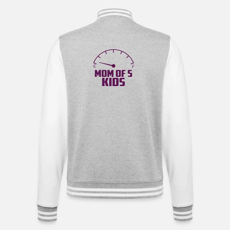 Mutter von 5 Kindern - College-Sweatjacke - Grau meliert/Weiß