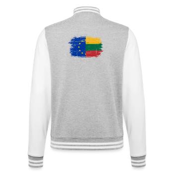 Mélange de drapeaux de l’UE et de la Lituanie - Veste Teddy - gris chiné / blanc - Dos - Marisol (170cm)
