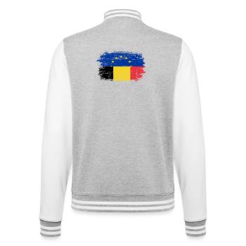 UE Roumanie Drapeau Fusion - Veste Teddy - gris chiné / blanc - Dos - Marisol (170cm)