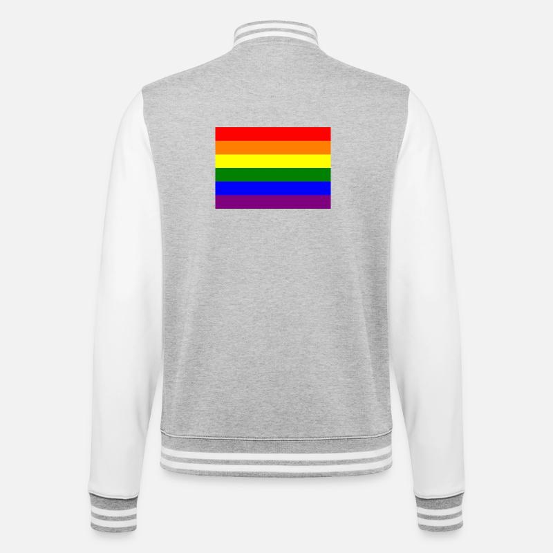 Pride Regenbogen Flaggendesign - College-Sweatjacke - Grau meliert/Weiß